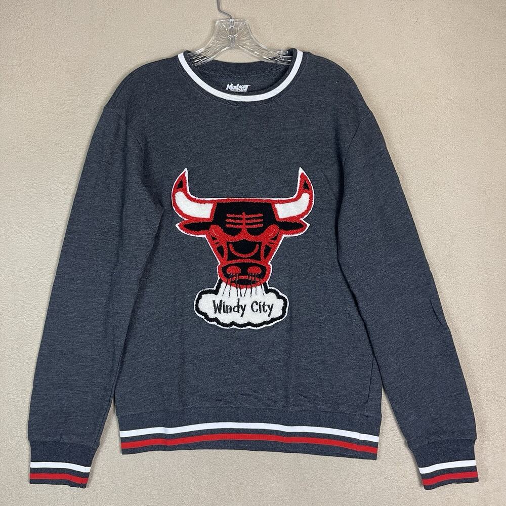 Mustache 3Rd Gade Sweatshirt Mens S Gray Chicago Bulls NBA Logo Pullover - Picture 1 of 11